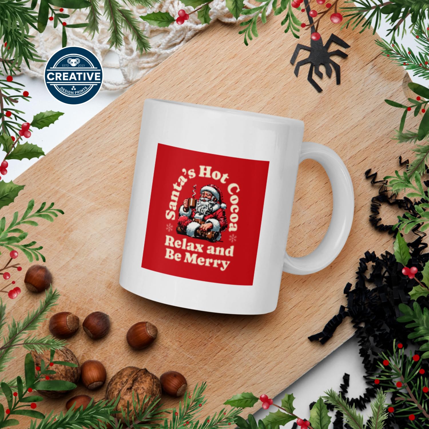CREATIVE DESIGN PRINTS 11 oz Christmas Hot Chocolate Mug – Christmas-Themed Ceramic Coffee Cup, Holiday Novelty Drinkware, Festive Winter Gift