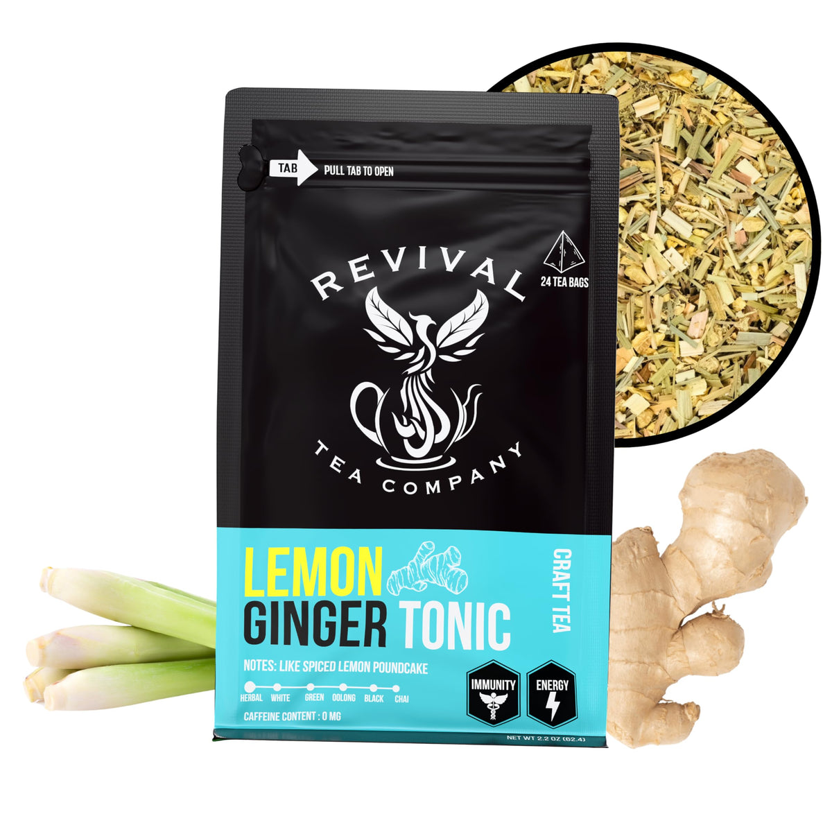 Revival Tea Company Citrus Chamomile Tea - Herbal Tea Blend of Chamomile Flowers and Orange Peel - Caffeine Free - 24 Tea Bags