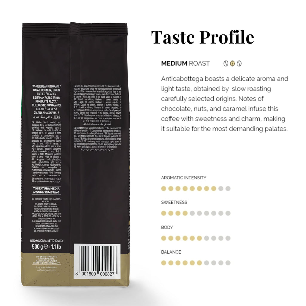 Caffe Vergnano Whole Bean Coffee, Espresso Beans, Antica Bottega