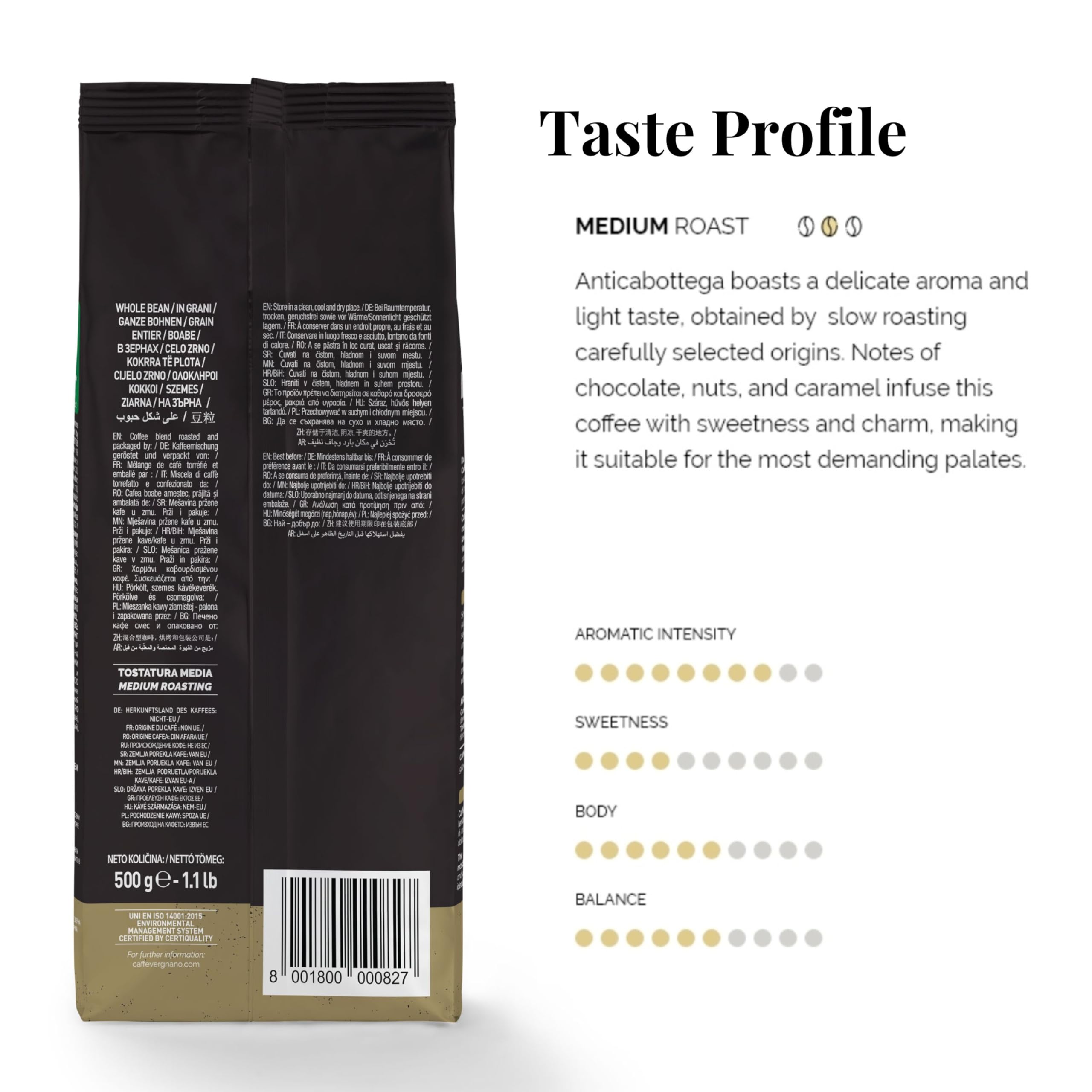 Caffe Vergnano Whole Bean Coffee, Espresso Beans, Antica Bottega
