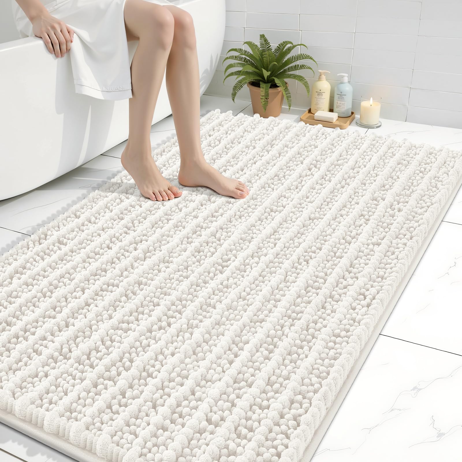 Arotive Bathroom Rugs Mat 47x32, Soft Absorbent Chenille Shaggy Bath Mat