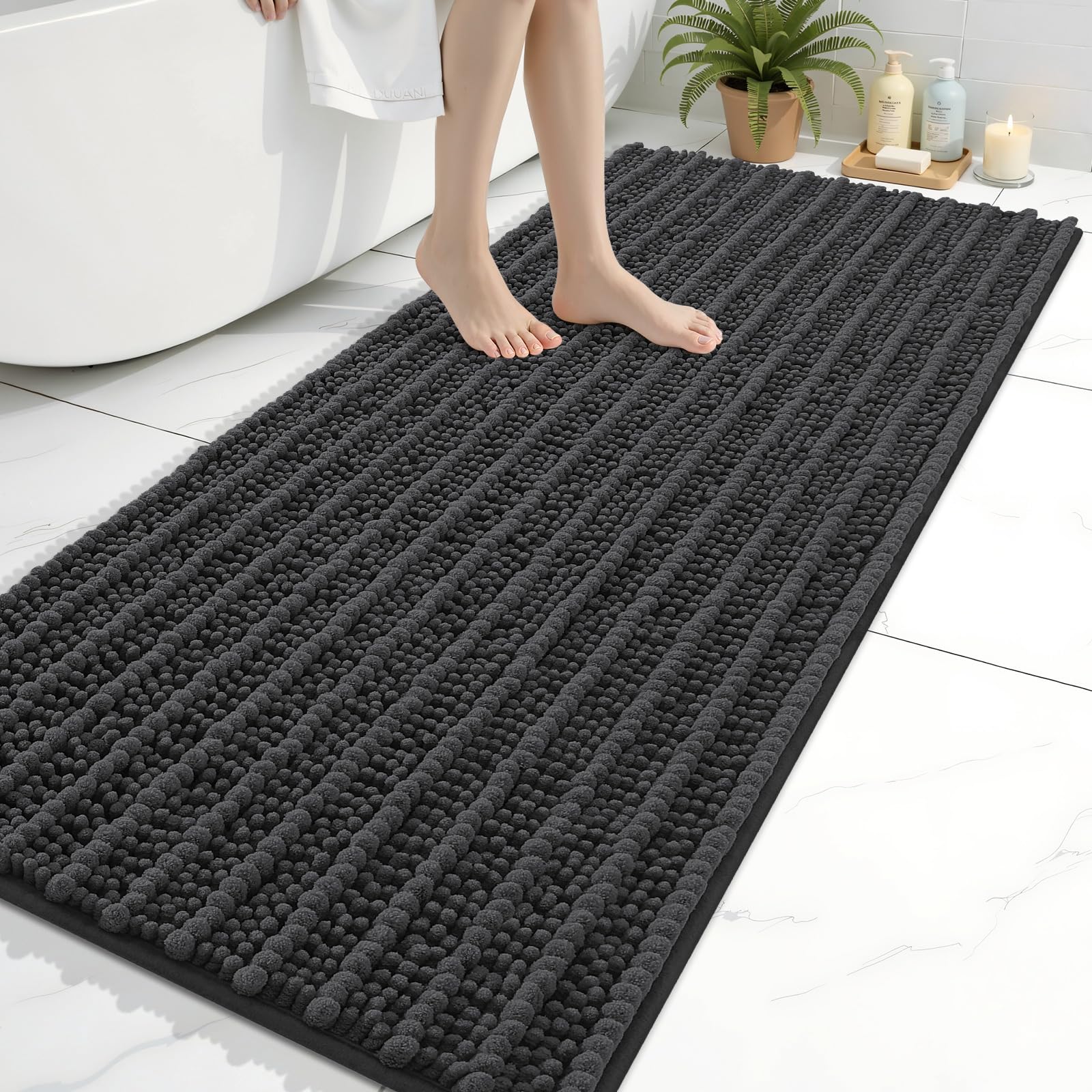 Arotive Bathroom Rugs Mat 30x17, Soft Absorbent Chenille Shaggy Bath Mat — 54" X 24"