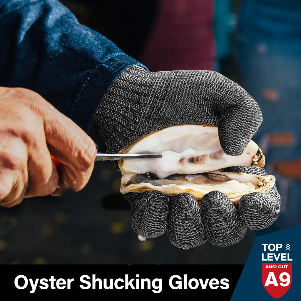 Schwer Ultimate Cut Resistant Gloves Beyond ANSI A9, Reinforced Stainless Steel Glove, Food Grade Mesh Metal Gloves for Butcher Meat Cutting, Oyster Shucking, Mandoline, PR1708 (L, 1 PCS)