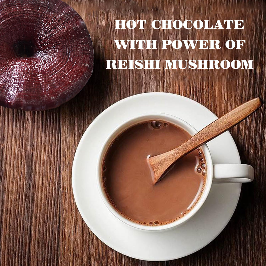 GANOHERB Mushroom Hot Chocolate Mix with Reishi, Mushroom Coffee Alternative Hot Cacao Powder for Energy, Mood and Immune System, Vegan Mushroom Supplement, 15 Servings, 11.1 Ounce