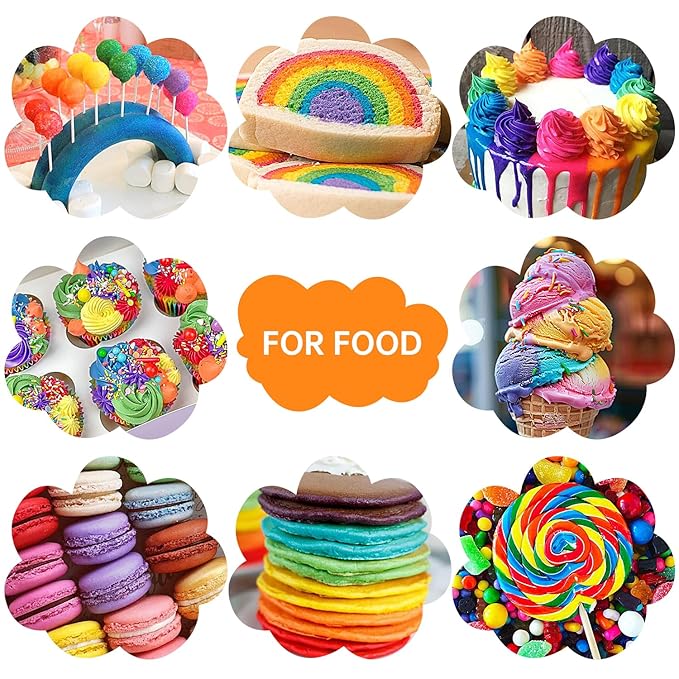 Food Coloring Liquid Food Color 24 Colors Herbeklab Water Based Food Dye Slime Coloring Dye Neon Food Coloring for Baking Icing Cake Decorating, 0.35 fl oz/bottle