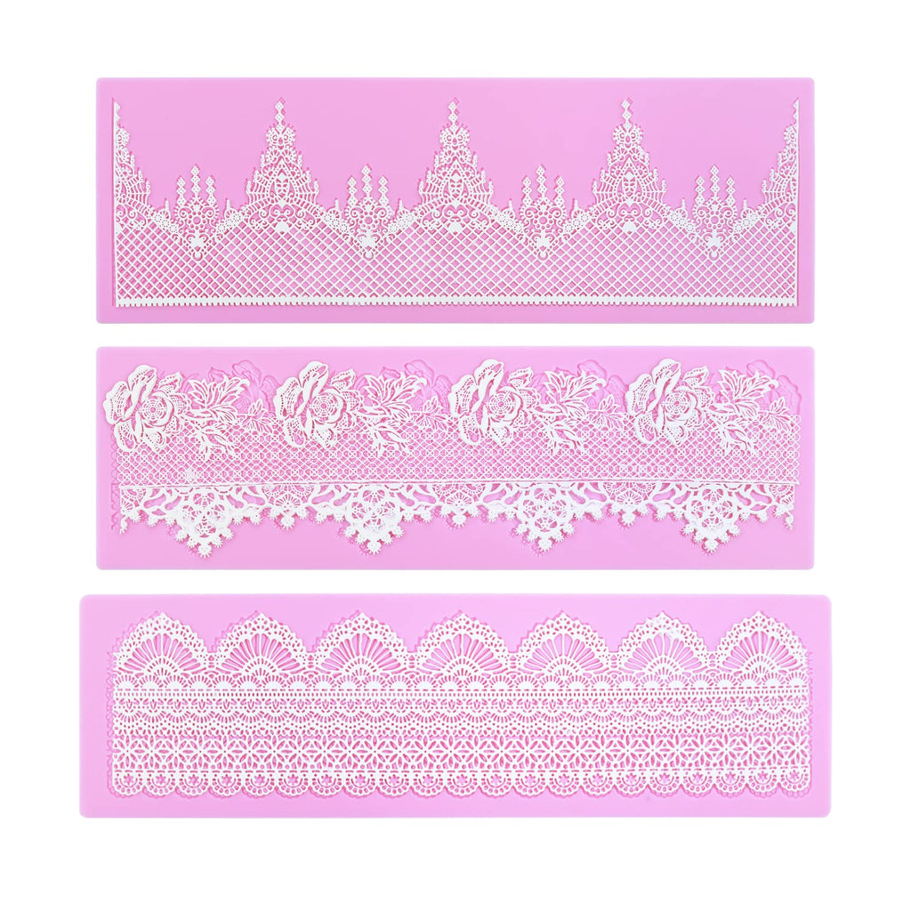 Embossing Lace Fondant Molds - Rose Flower Cake Lace Molds Set of 3