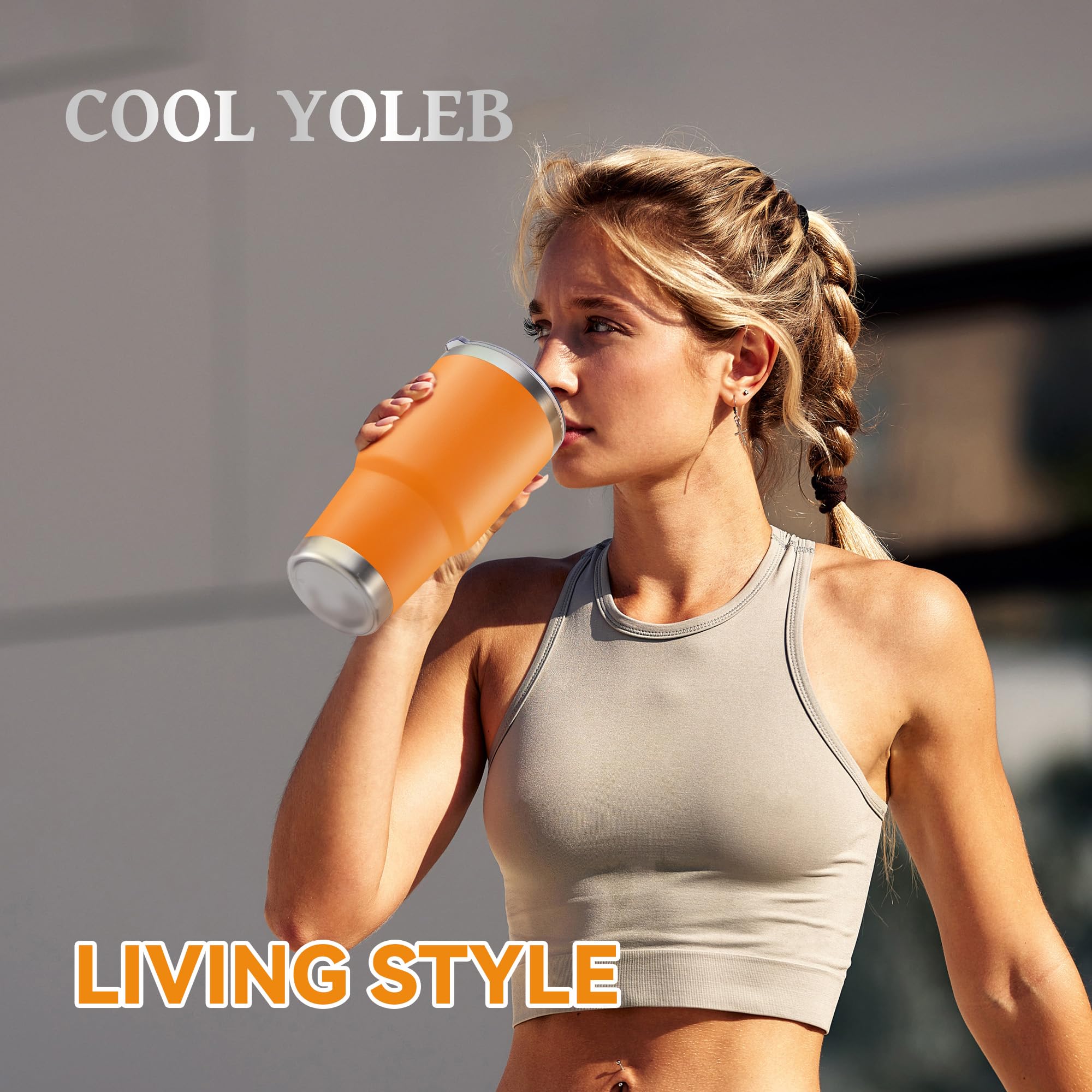 Cool Yoleb 30 oz Tumbler with Lid Stainless Steel Tumblers, 1 Pack