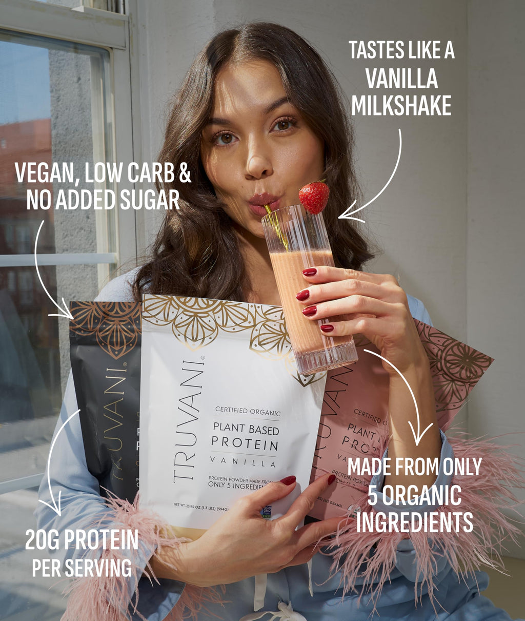 Truvani Organic Plant Based Protein Powder | Vanilla | 20 Servings