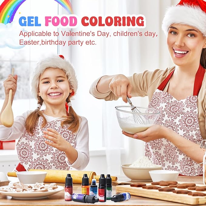 Gel Food Coloring - Rainbow Gel Food Coloring Set for Baking, Cake Decorating, Easter Egg - 7 Colors Concentrated Flavorless Edible Food Color Dye for Icing, Fondant, Cookie, DIY Crafts - 15g/Bottle