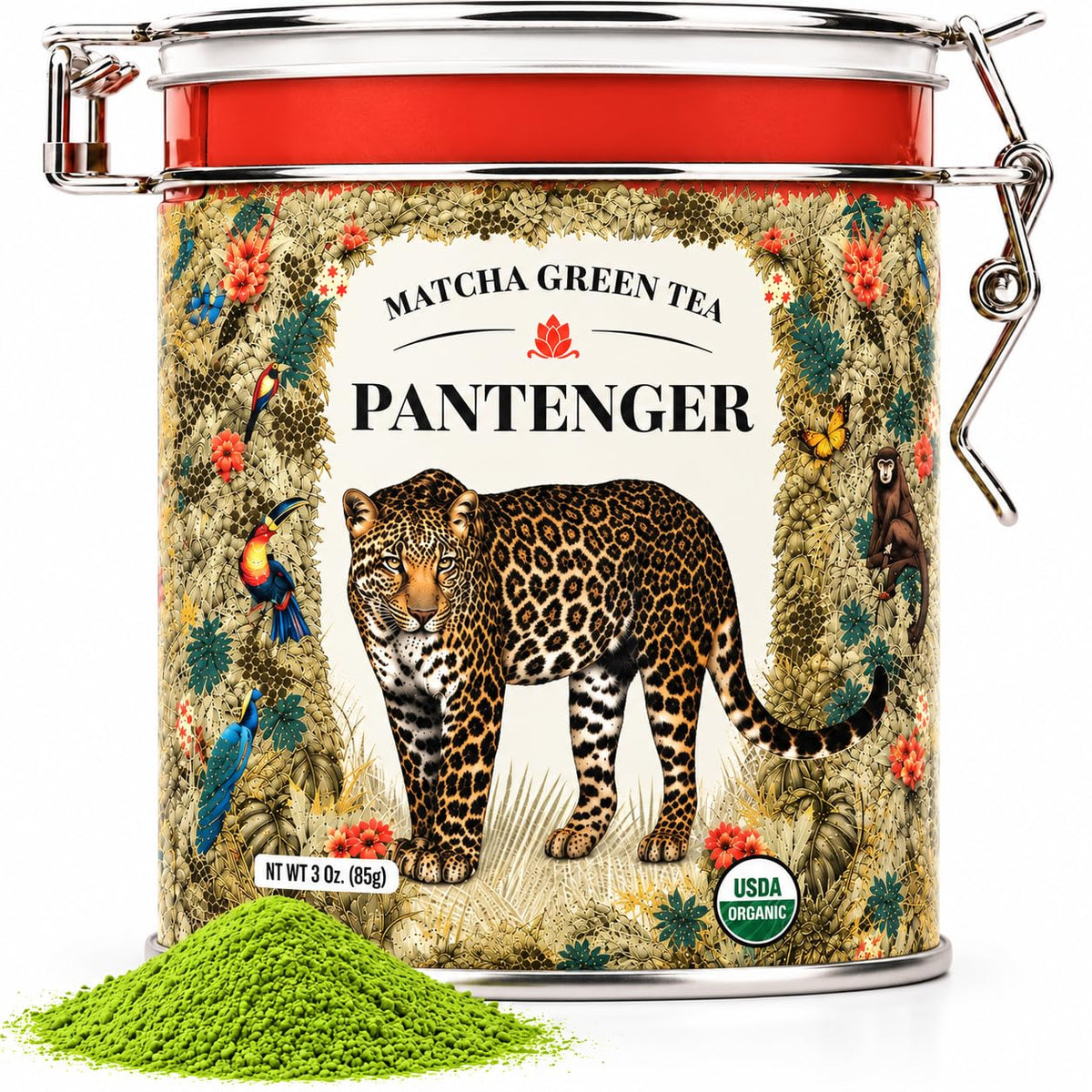 Pantenger Matcha Green Tea Powder and Reishi Mushroom. 2.12 OZ (60 grams). USDA ORGANIC. Japanese Reishi Mushroom with Japanese Matcha Tea.