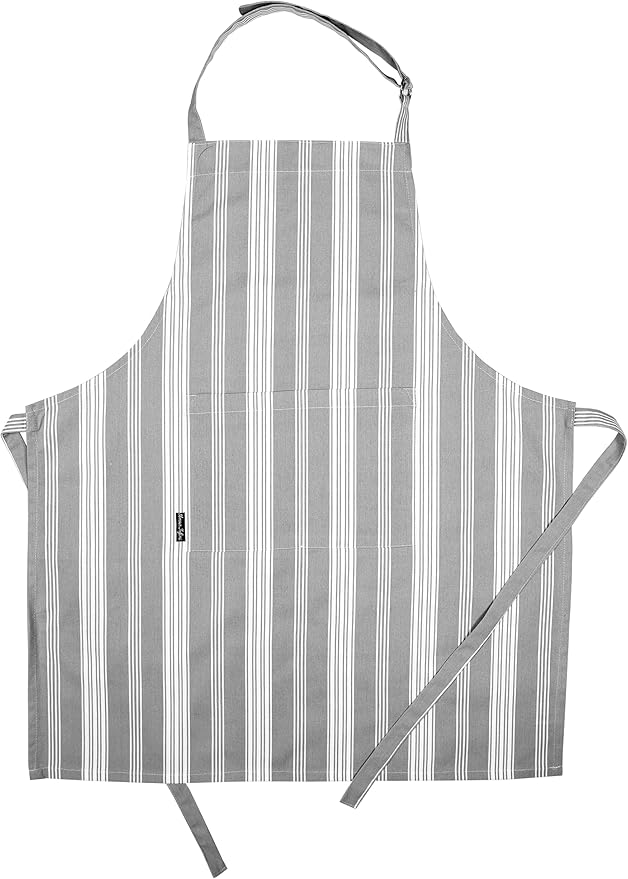 AMOUR INFINI Cotton Solid Aprons for Women with Pocket, Adjustable Strap and Waist Ties Washed Chef Aprons for Cooking, Baking and Gardening (27.5x33 Inches - Green)