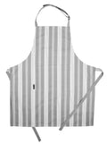 AMOUR INFINI Cotton Striped Aprons for Women with Pockets - Adjustable Strap and Waist Ties Printed Apron for Baking, Cooking, Gardening (27.5 x 33 Inches - Gray)