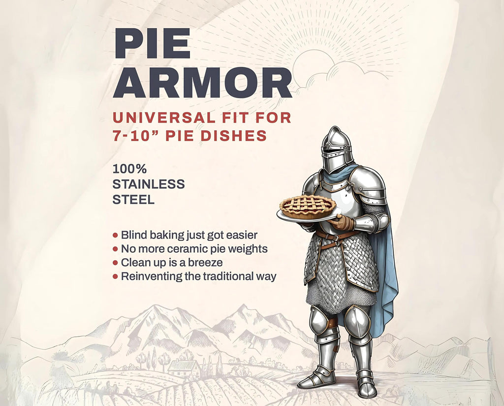 BakeBarn Pie Armor, Universal Fit Pie Weight for 7-10 inch Pies, Durable Alternative to Traditional Ceramic Pie Weights, 100% Stainless Steel 304