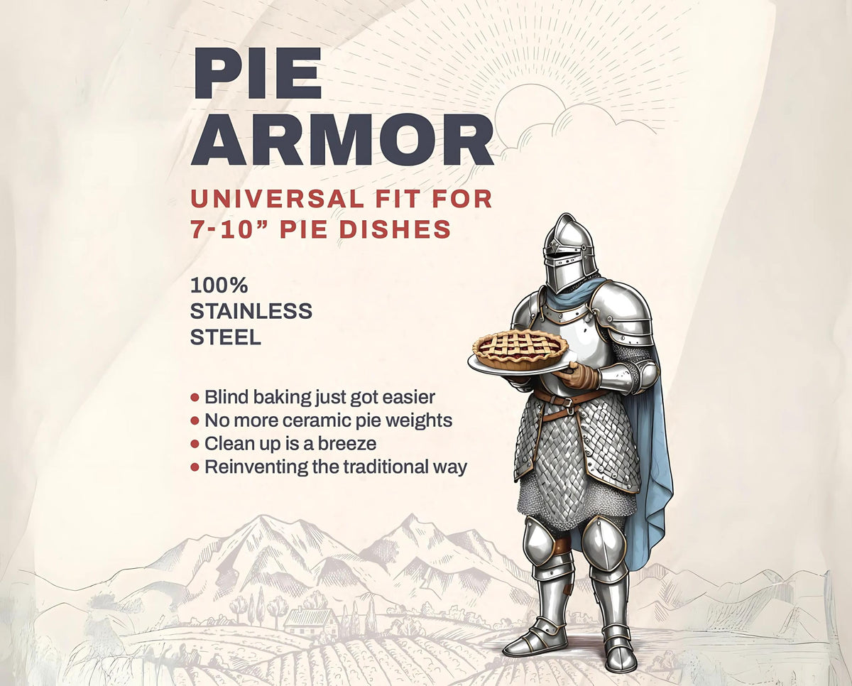 BakeBarn Pie Armor, Universal Fit Pie Weight for 7-10 inch Pies, Durable Alternative to Traditional Ceramic Pie Weights, 100% Stainless Steel 304