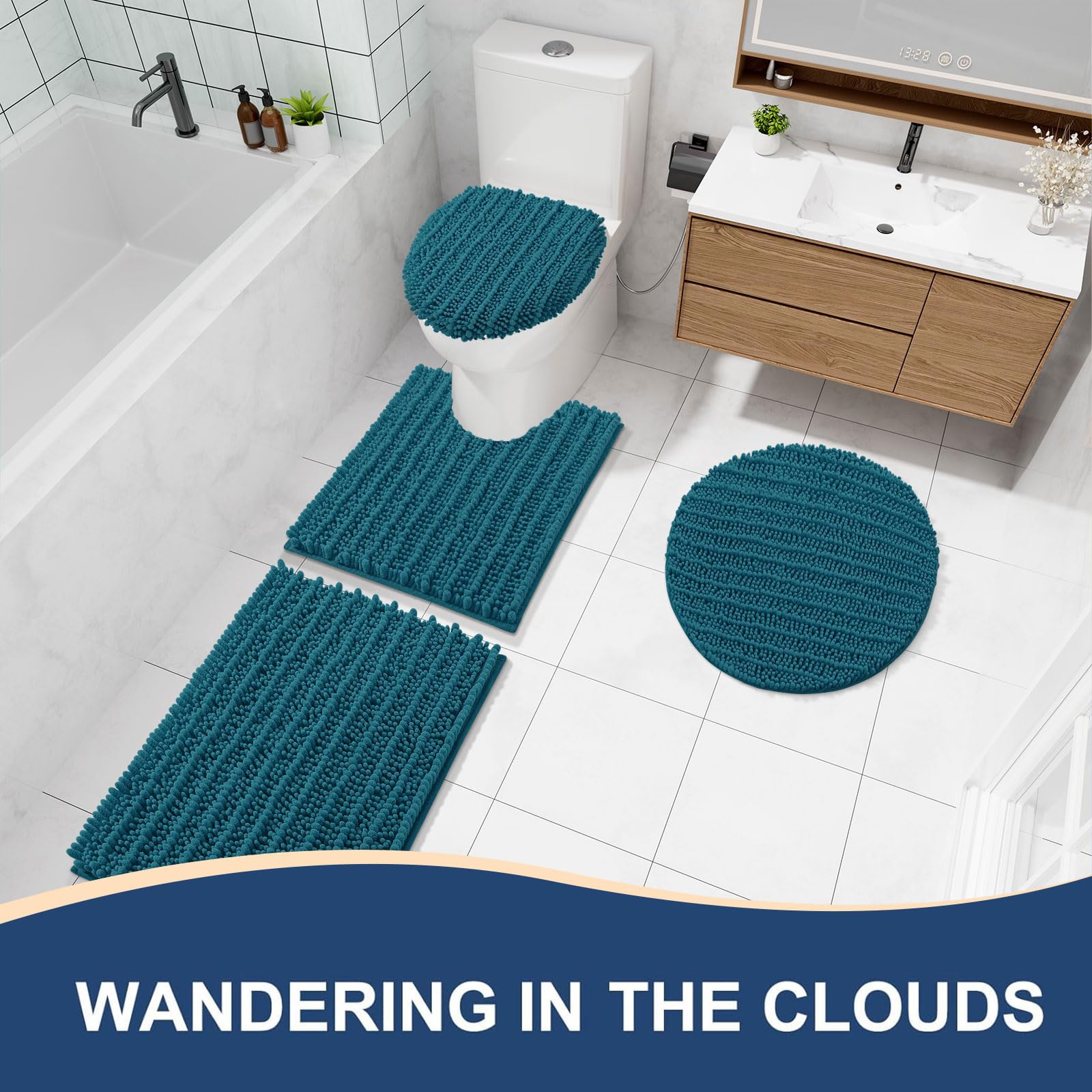 Arotive Bathroom Rugs Mat 60x24, Soft Absorbent Chenille Shaggy Bath Mat