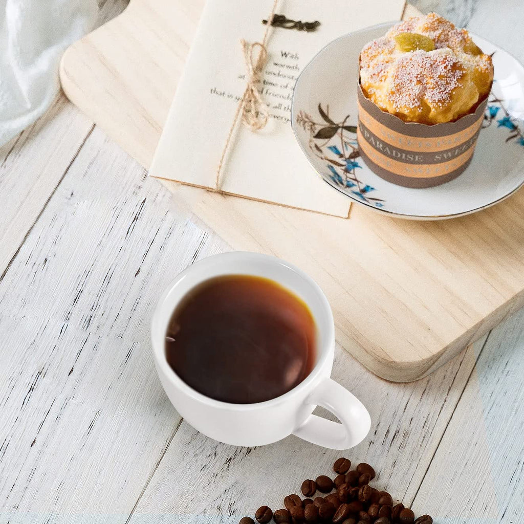 homEdge Mini Porcelain Espresso Cup, 3 Ounces / 90 ml Tiny Coffee Mugs Demitasse for Espresso, Tea- White