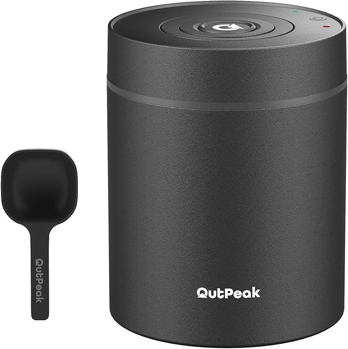 OUTPEAK Neo 2025 Kilo Auto Vacuum Coffee Canister, 1.5L Capacity for 17.6oz of Coffee Beans, One-Button Operation, Stainless Steel Coffee Storage Container with Scoop (Barista Champion's Choice)