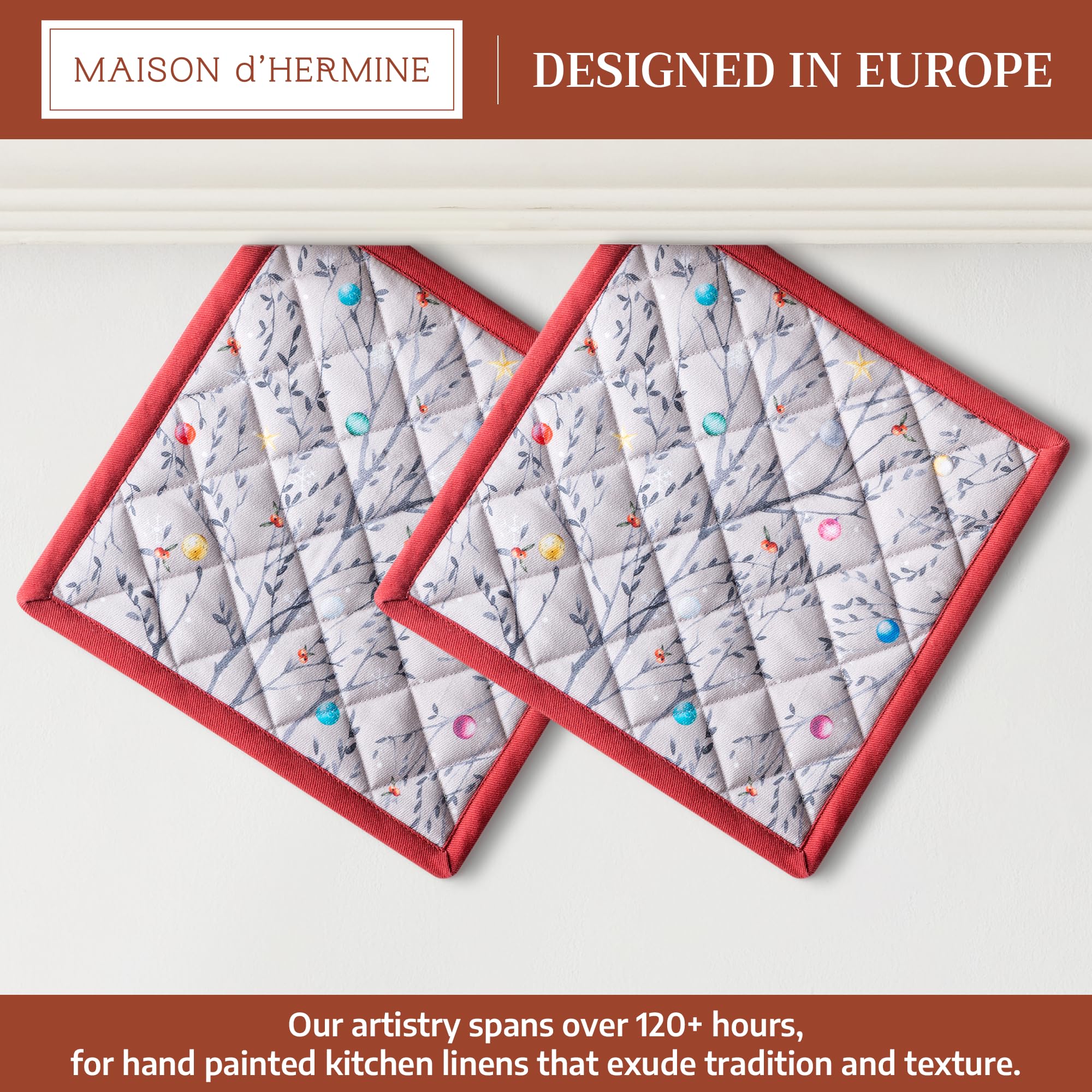 Maison d' Hermine Pot Holders 100% Cotton Potholders (8" x 8", Pack of 2)