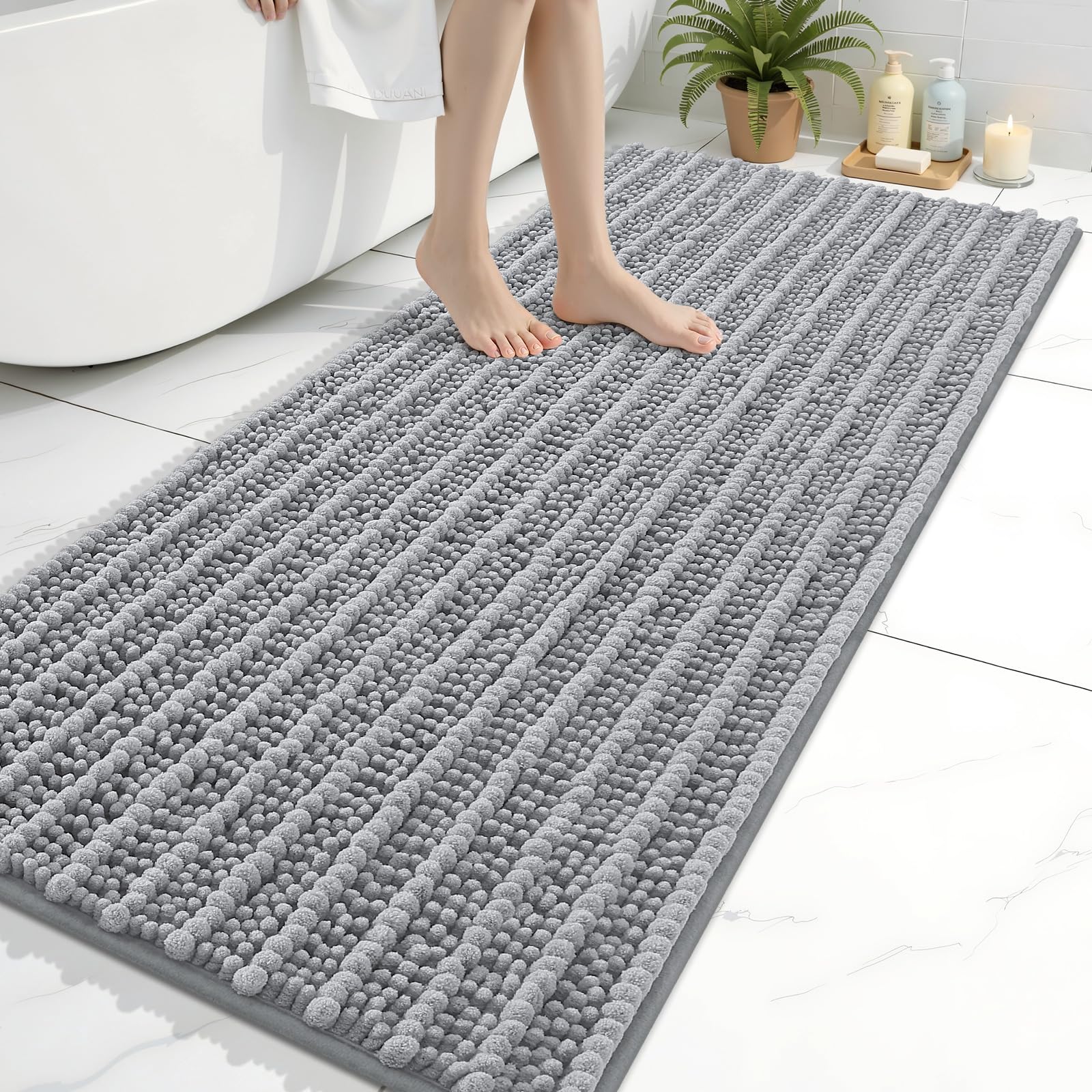 Arotive Bathroom Rugs Mat 30x17, Soft Absorbent Chenille Shaggy Bath Mat — 54" X 24"