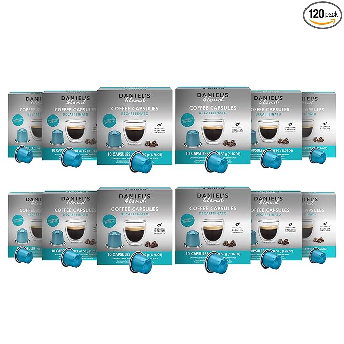 Daniels Blend Espresso Aluminum Capsules Compatible with Nespresso 120 Coffee Pods Single Server Kosher Certified Decaffeinato