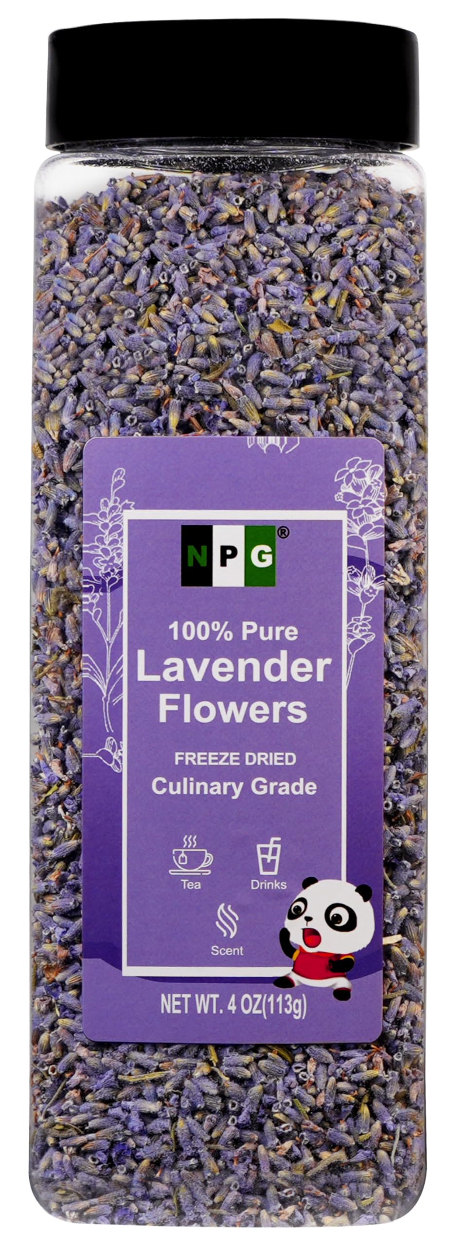NPG Freeze Dried Lavender Flowers 4 Oz, Culinary English Lavender Buds