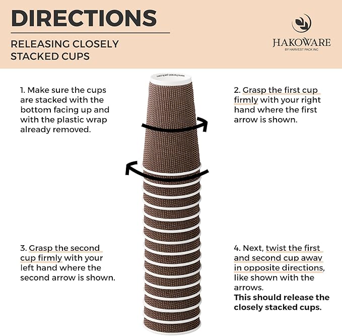 [340 SET]Harvest Pack 16 oz Disposable Coffee Cups, Insulated Ripple Double-Walled Paper Cups with Lids, Brown Geometric, Bulk Drinking Cups for Tea Hot Chocolate Drinks To go coffee cups
