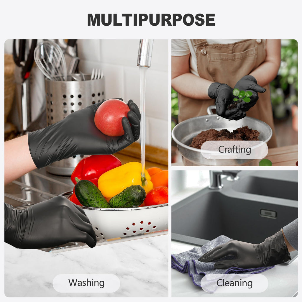 SWIFTLITE Black Vinyl Gloves, Food Grade Gloves Disposable Latex Free