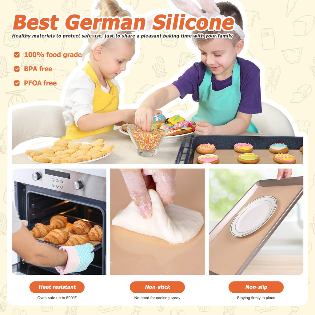 MMmat Silicone Baking Mat Roll - Best German Silicone - Non-slip Silicone Pastry Mat, Non-Stick Reusable Air Fryer Linner, Counter Mat, Oven Liner, Freeze Dryer Mat - 16IN x 8FT