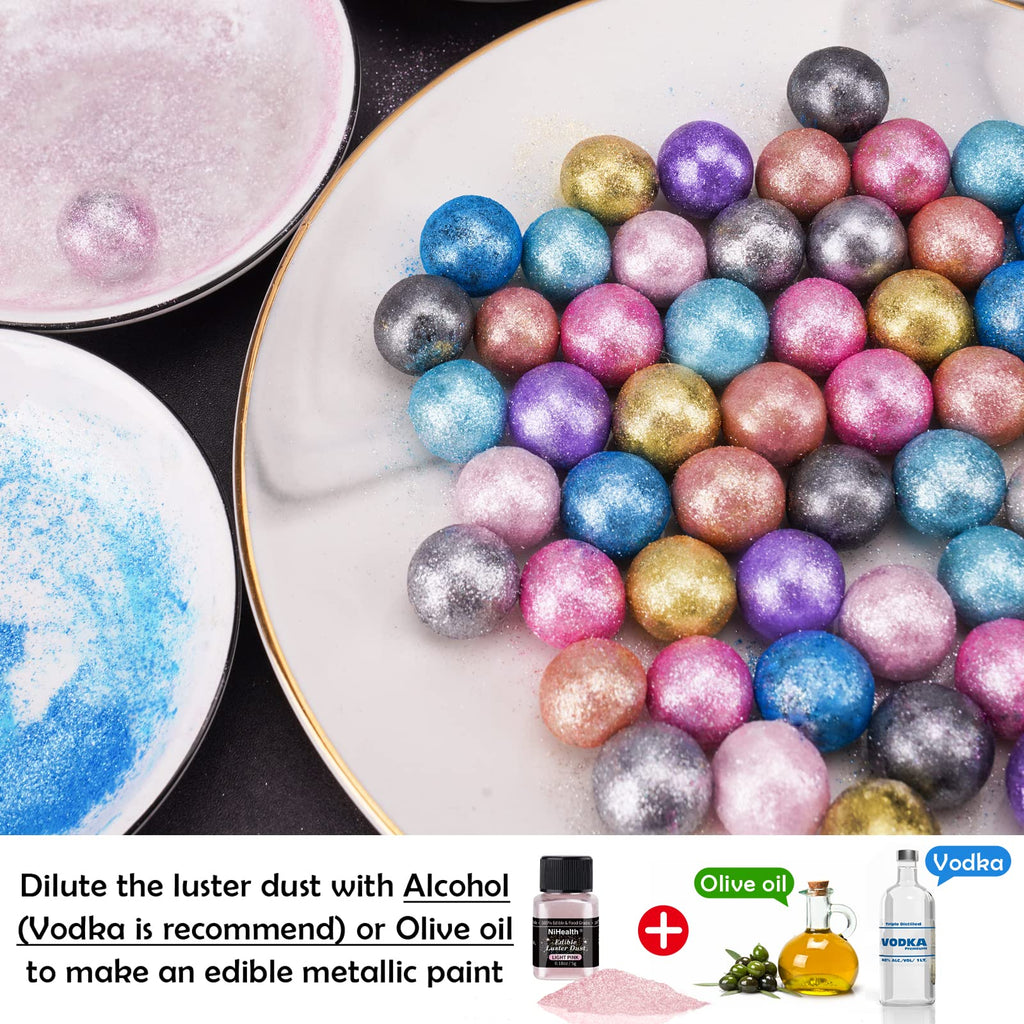 NiHome Edible Food-Grade Glitter Powder Glimmer Luster Dust Metallic Fancy Food Decorating Sprinkle Glimmery Dust for Drink Wine Beverage Cake Bakery Vegan Allergen-Free (Light Pink, 0.35oz/10g)