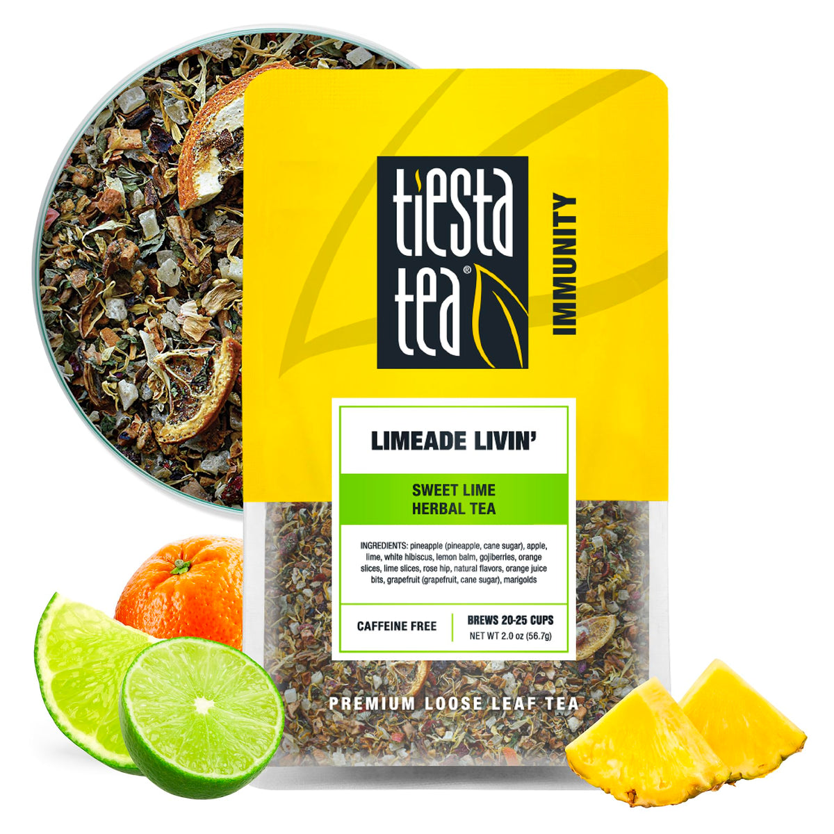 Tiesta Tea Strawberry Kiwi Herbal Tea Loose Leaf Fruit Tea Blend 16oz