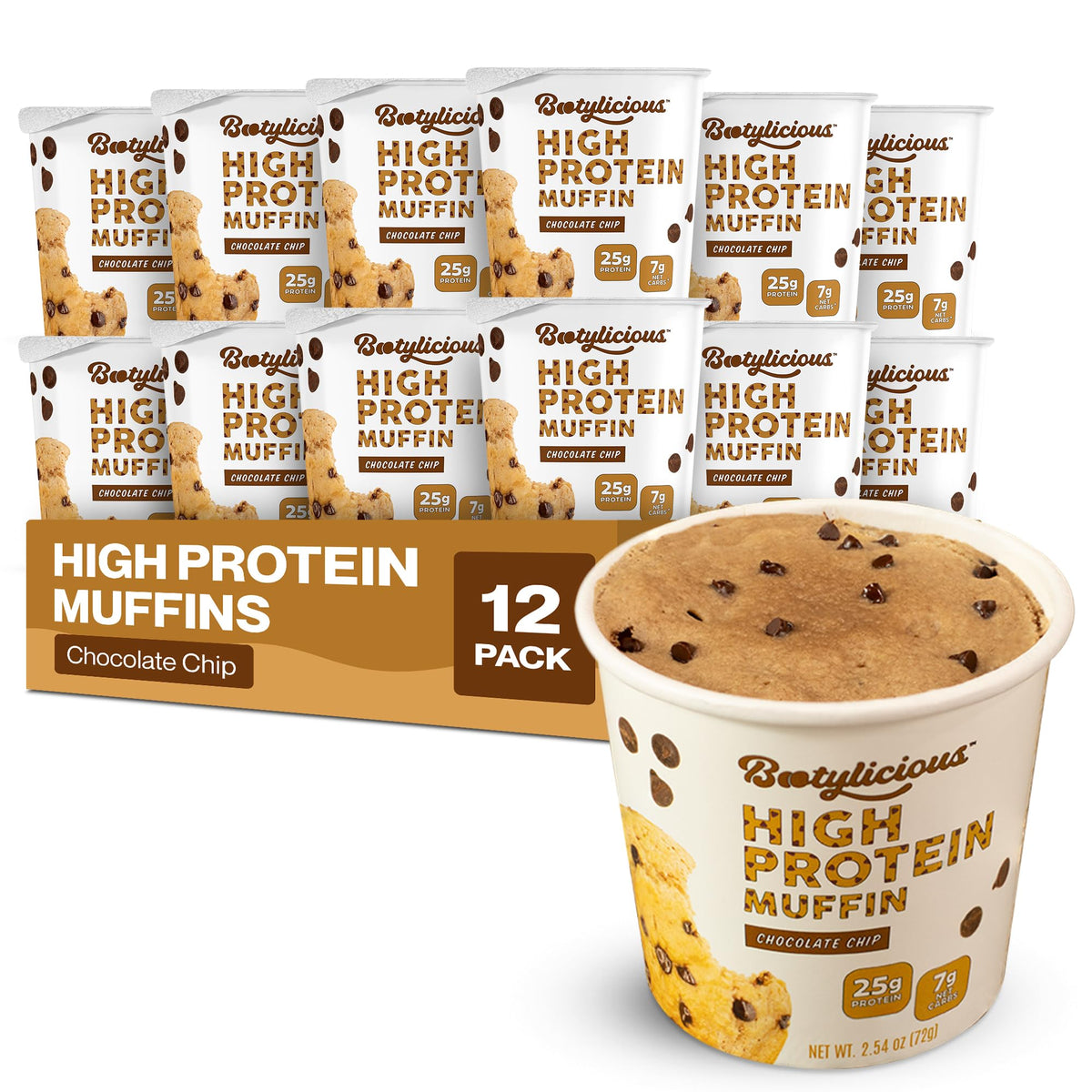 Bootylicious High Protein Muffins Variety Pack, 12 Flavors, 12 Cups