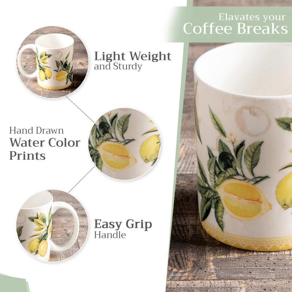 Maison d' Hermine Coffee Mug with Handles Tea Cups (15 Ounce, Pack of 1)