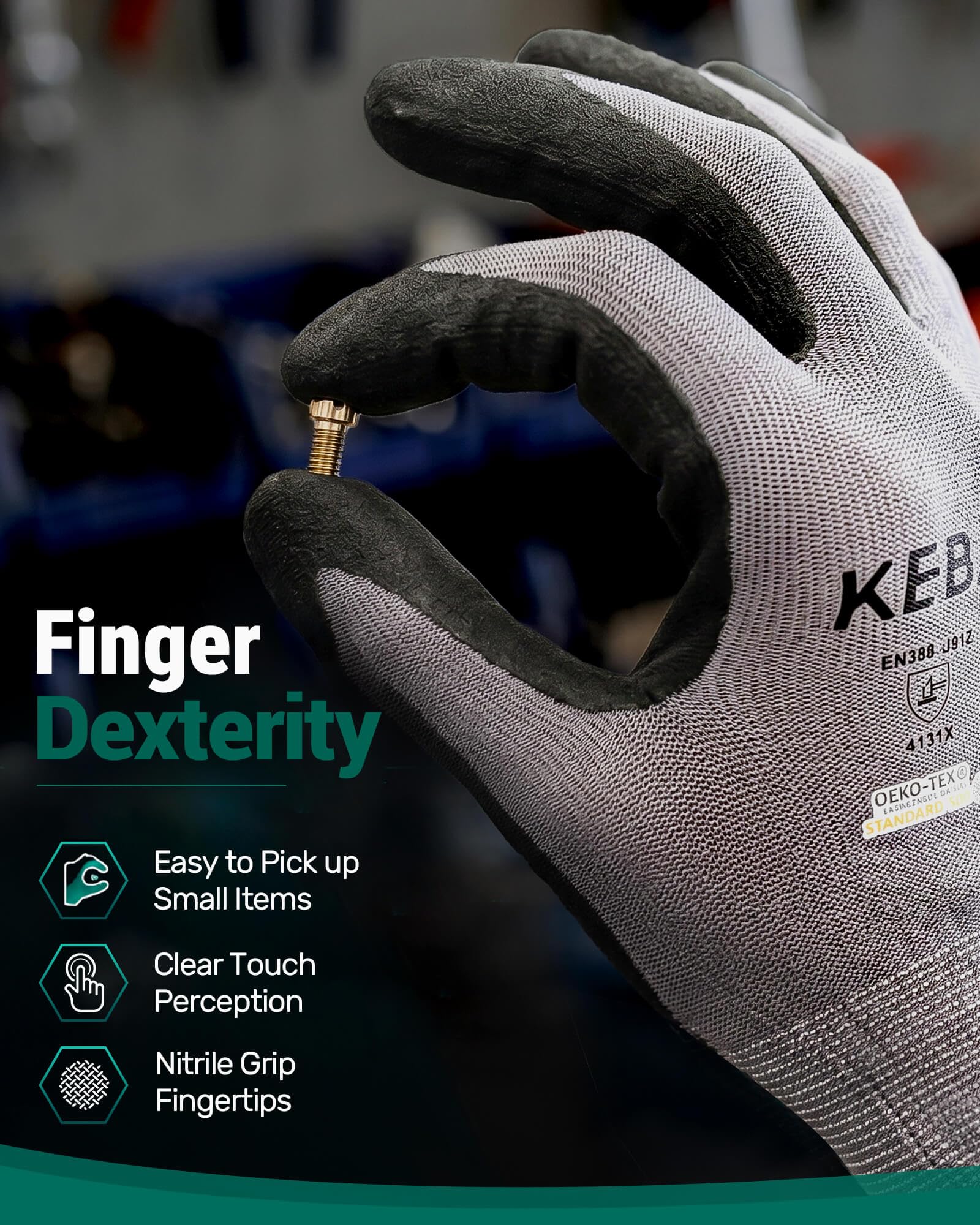 Kebada W2 Touchscreen Safety Work Gloves for Men & Women, 6 Pairs