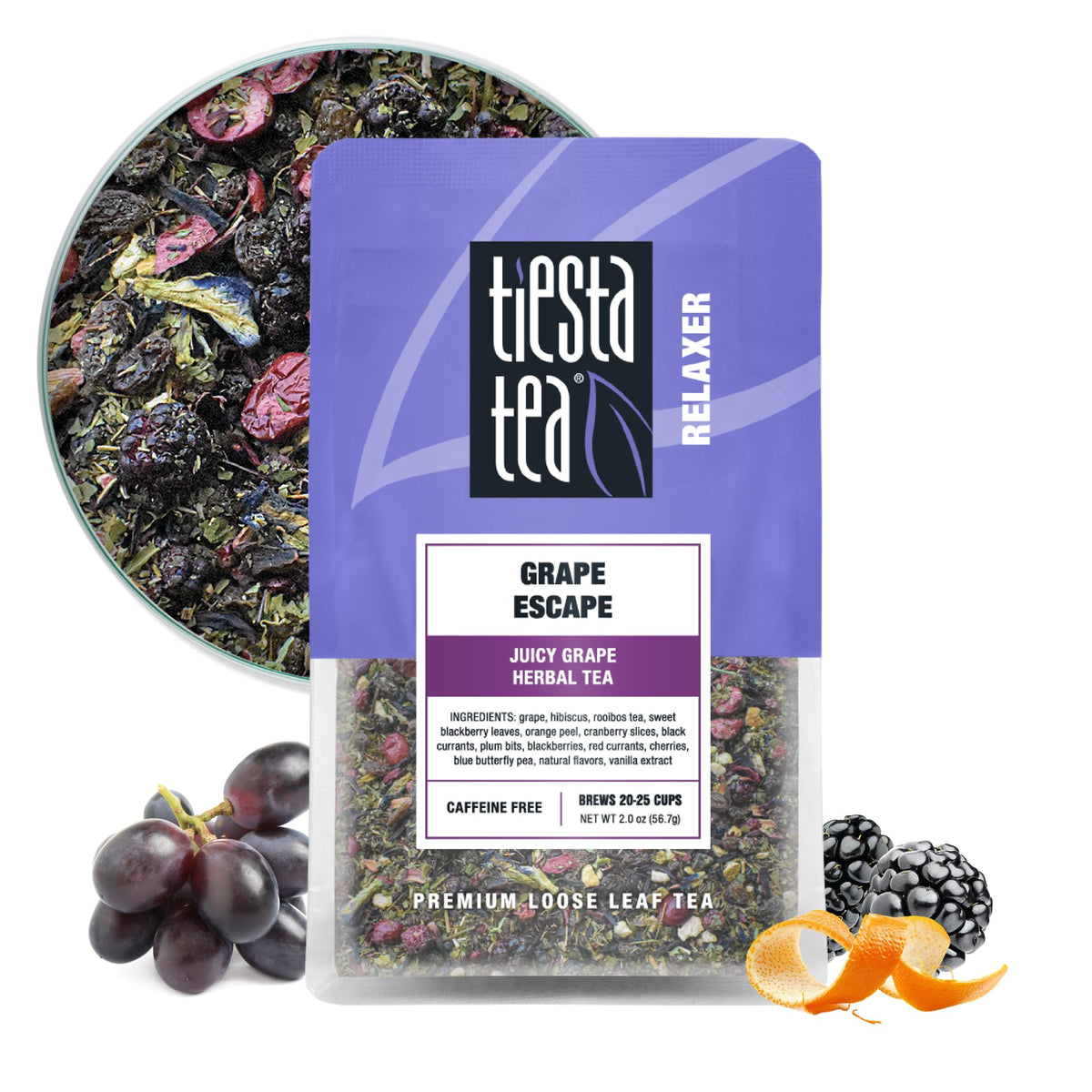 Tiesta Tea Strawberry Kiwi Herbal Tea Loose Leaf Fruit Tea Blend 16oz