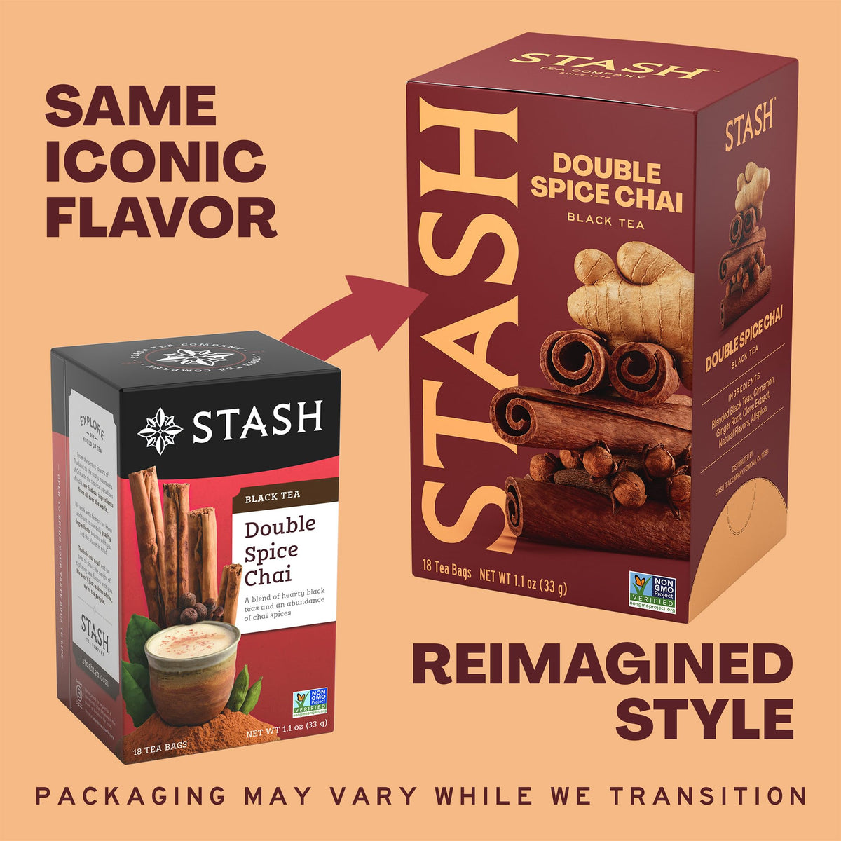 STASH Double Spice Chai Black Tea, 108 Bags (6 Boxes of 18), Caffeinated