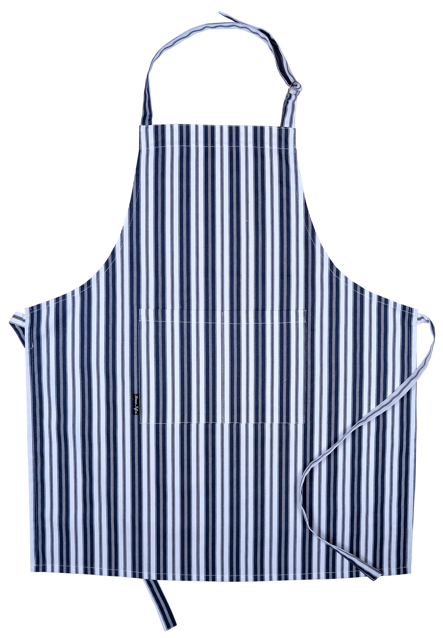 AMOUR INFINI Cotton Aprons for Women with Pockets Adjustable Strap and Waist Ties Reusable Printed Aprons for Baking, Cooking, Gardening (27.5 x 33 Inches - Blue)