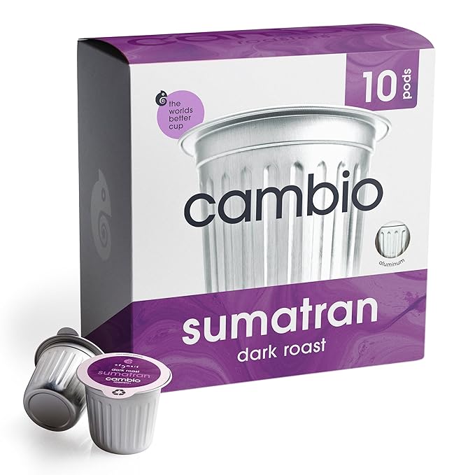 Cambio Roasters Sumatran Keurig Organic Coffee K Cups, Only Aluminum Keurig Coffee Pods with Organic Beans, More Flavor & Longer Lasting Freshness, Sumatran Light Roast K Cups, 10 count