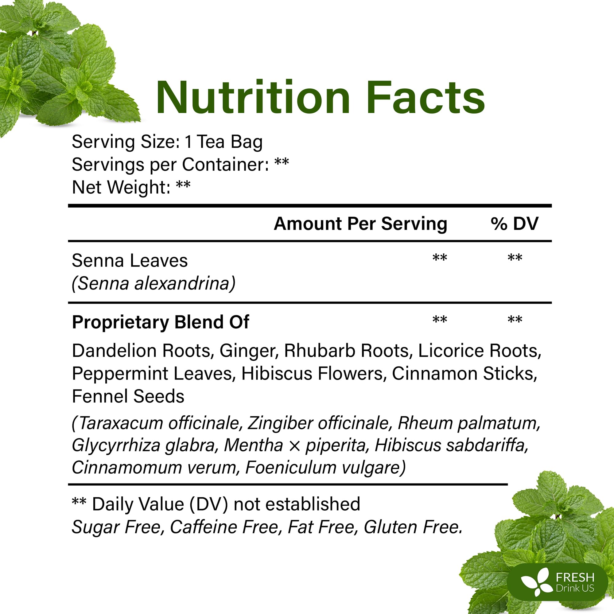 FreshDrinkUS, Premium 135 Tea Bags Men Super Tea – Herbal Blend with Senna, Dandelion Root, Ginger, Peppermint & More – 100% Natural, Sugar-Free. Caffeine-Free. Gluten-Free. Vegan