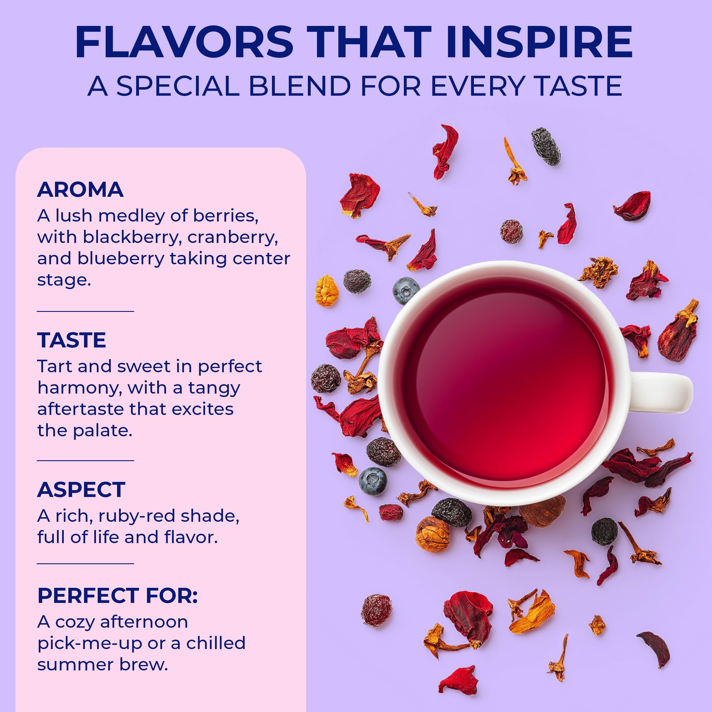 Katy’s Berry Loose Leaf Tea - Hibiscus, Blueberry & Cranberry - Fruity Herbal Tea, Caffeine-Free, Sugar-Free - Hot or Iced Tea - 30+ Cups
