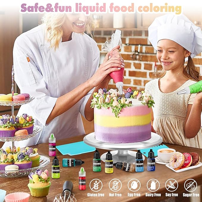 Food Coloring - Vibrant Liquid Icing Food Coloring Set for Baking, Cake Decorating, Easter Egg, Airbrush - Tasteless Food Color Dye for Fondant, Slime, DIY Crafts - 5.5 Fl.oz / 160ml Each (Blue)