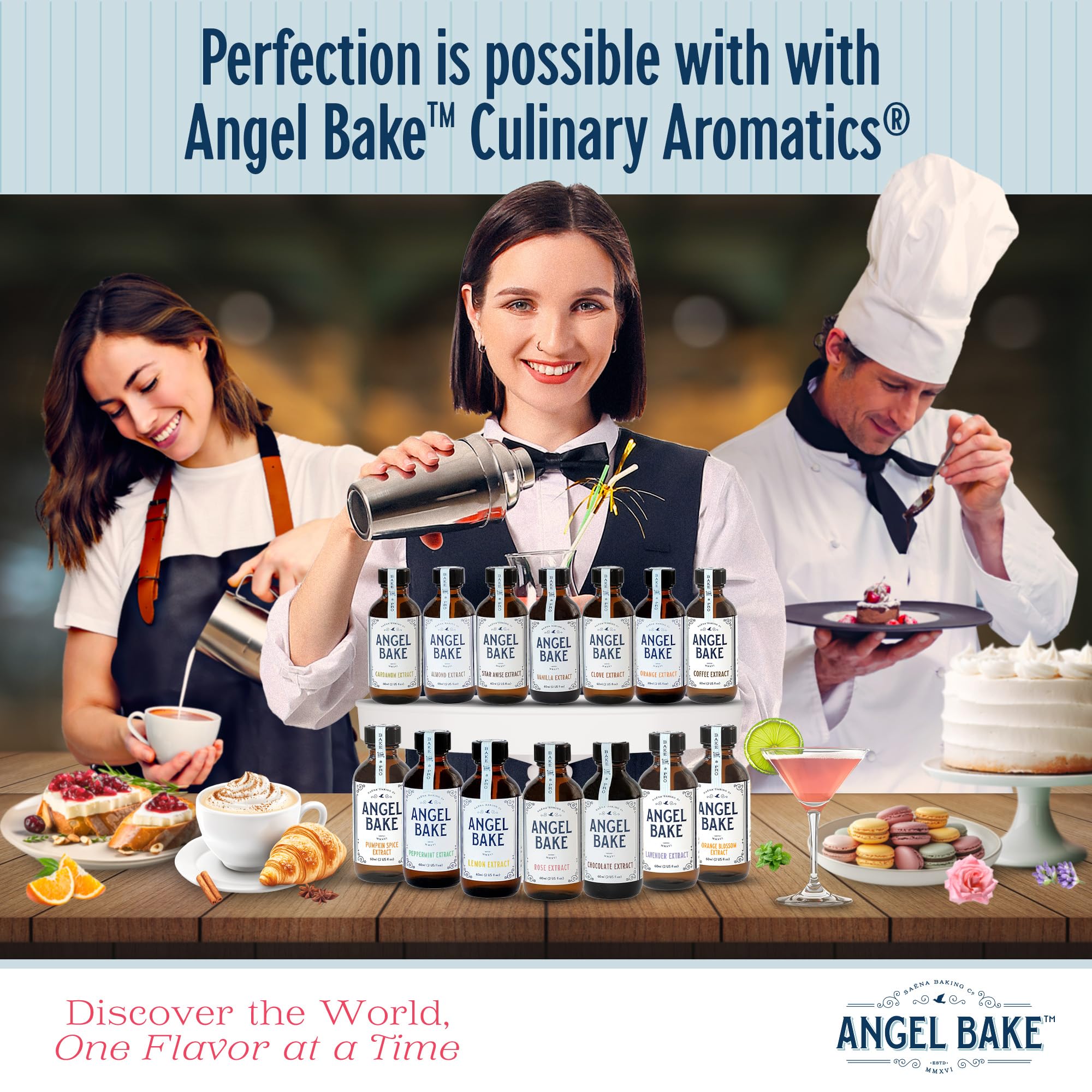 Angel Bake Extract Gift Set, Rose Lavender Chocolate Raspberry, 4x 2 oz
