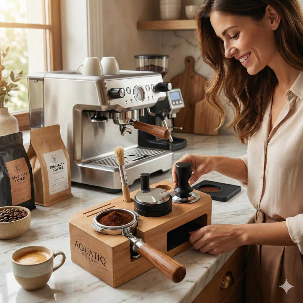 Tamping Station 54mm for Breville Espresso Machine Accessories – Portafilter Holder with Tamper, Distributor, Dosing Funnel, WDT Tool & Puck Screen Slots, Coffee Tamping