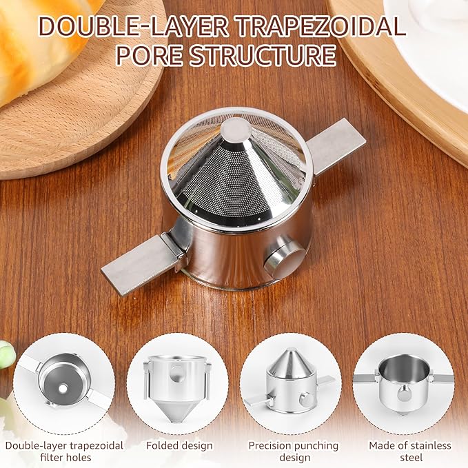 Pour Over Coffee Dripper Stainless Steel Coffee Filter Pour Over Coffee Maker Collapsible Coffee Dripper Cup Cone Filter for Travel Camping (Stainless Steel)