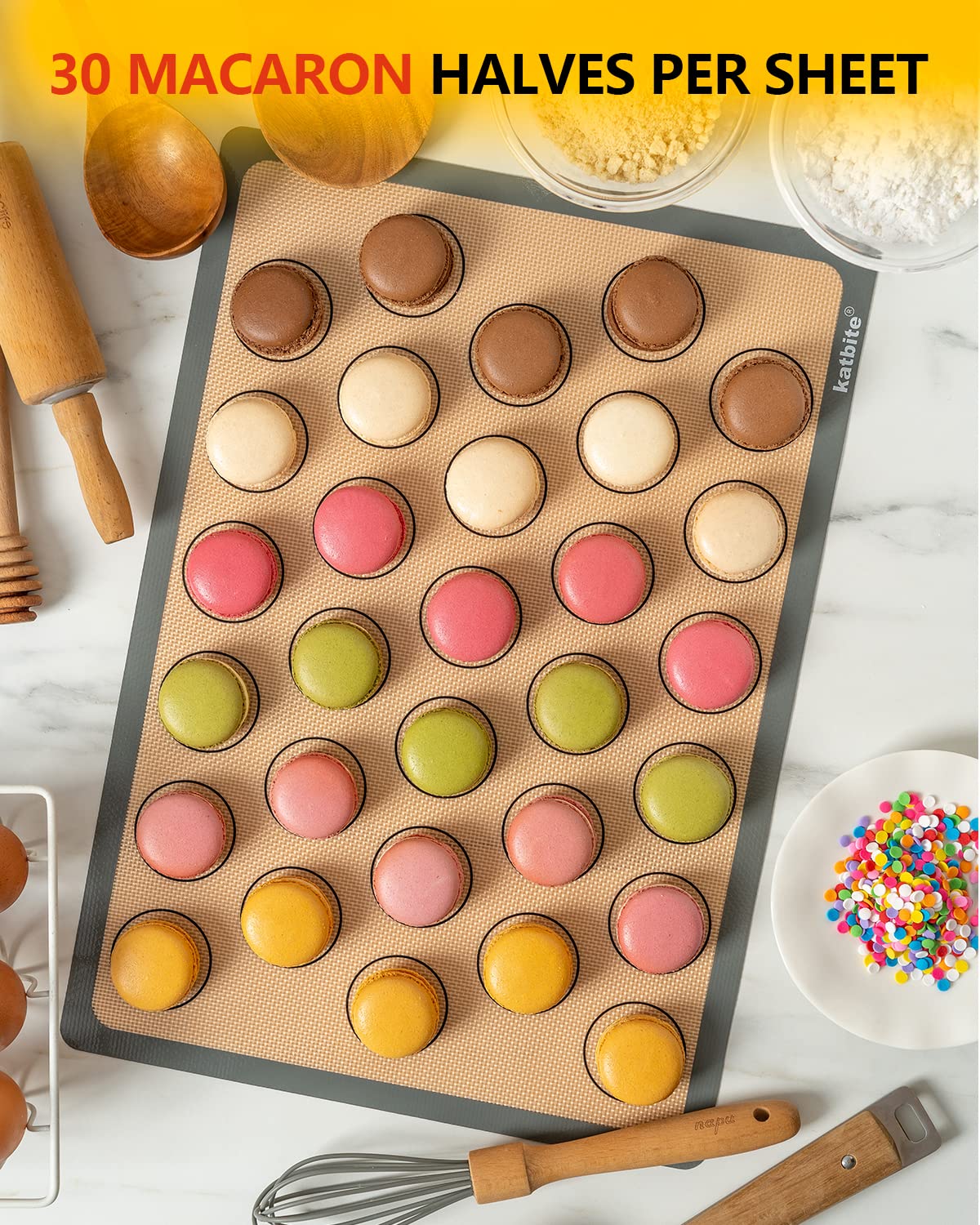 Katbite Macaron Silicone Baking Mat Set of 2 Grey
