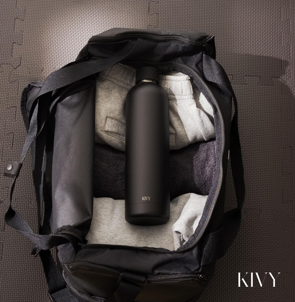 KIVY Stainless Steel Insulated Water Bottle 32oz | Slim Water Bottle for Travel, Car, Gym, Cupholder, Backpack side pocket - Slim water bottle no straw - Screw top