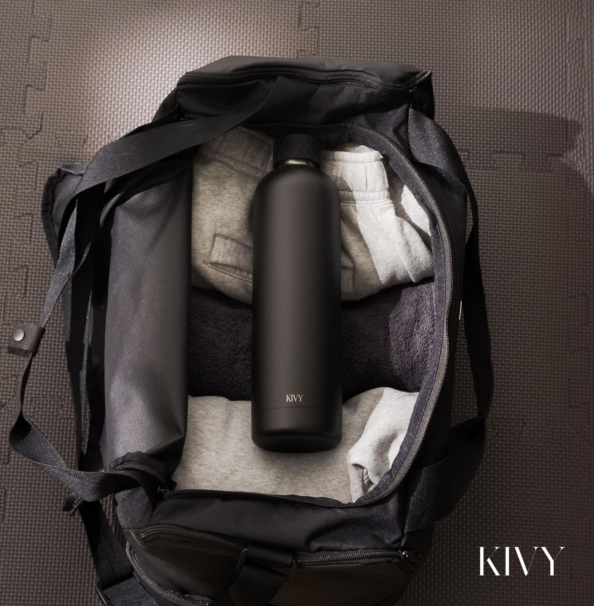 KIVY Stainless Steel Insulated Water Bottle 32oz | Slim Water Bottle for Travel, Car, Gym, Cupholder, Backpack side pocket - Slim water bottle no straw - Screw top