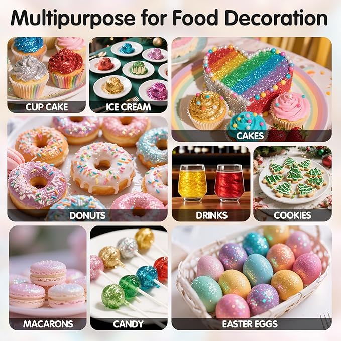 Edible Red Glitter for Drinks, Food Grade 10g Red Sprinkles Cake Decorating Supplies, Edible Luster Dust for Cocktail Beverages, Food Coloring Shimmer Powder for Baking,Cake Cupcakes Cookies Drinks Eggs Candy Strawberries Decorations,Halloween Christma...