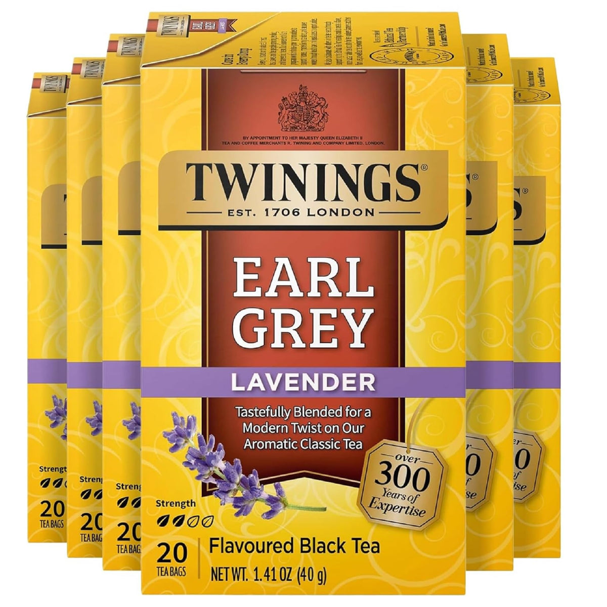 Twinings English Breakfast Black Tea Individually Wrapped Bags, 20 Count (Pack of 6), Flavourful, Robust, Caffeinated, Enjoy Hot or Iced, 120 Teabags