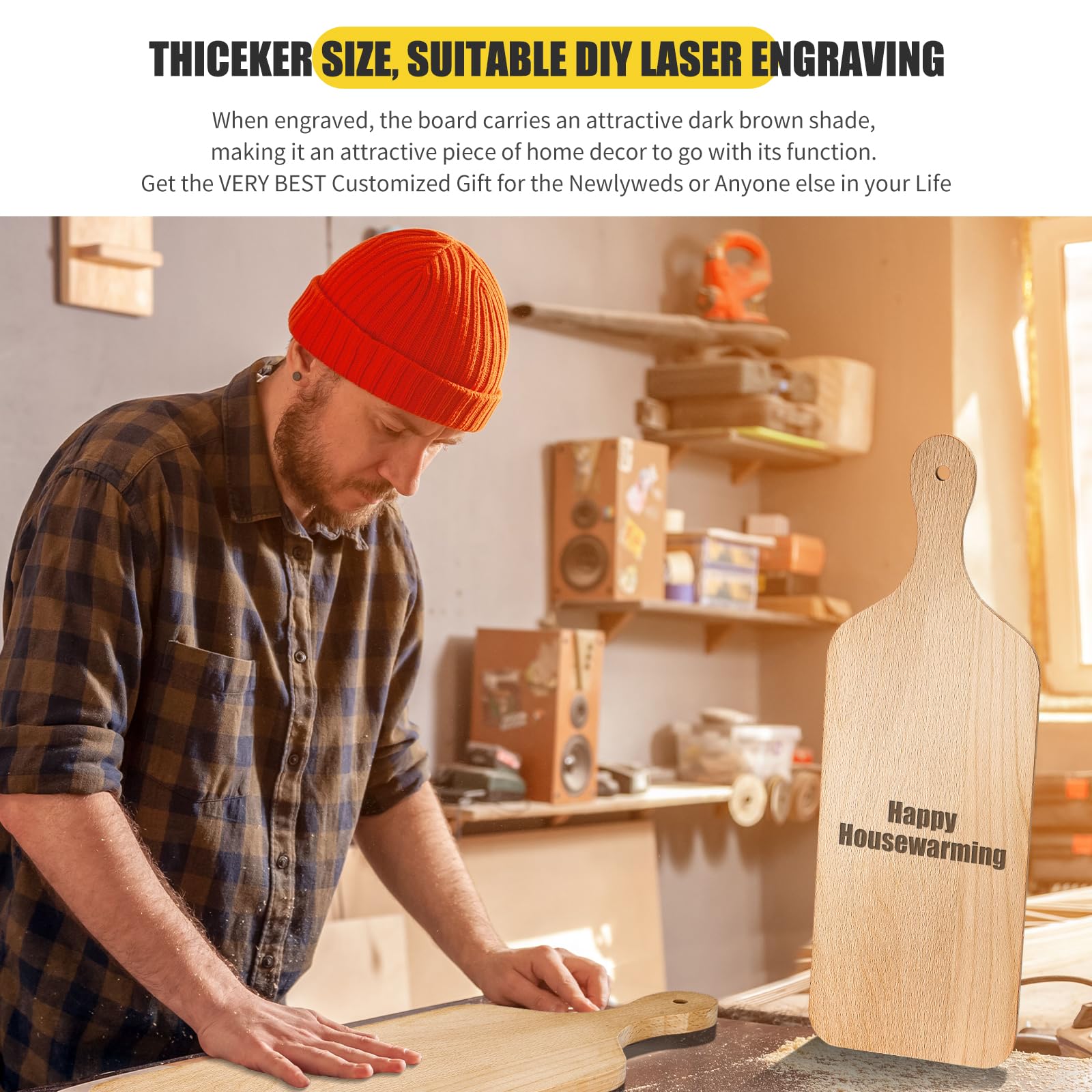 Lounsweer 6 Pcs Thicken Cutting Board Bulk Wood Board for Chopping Serving Charcuterie Material for Laser Engraving Mother' Day Wedding Housewarming Gift