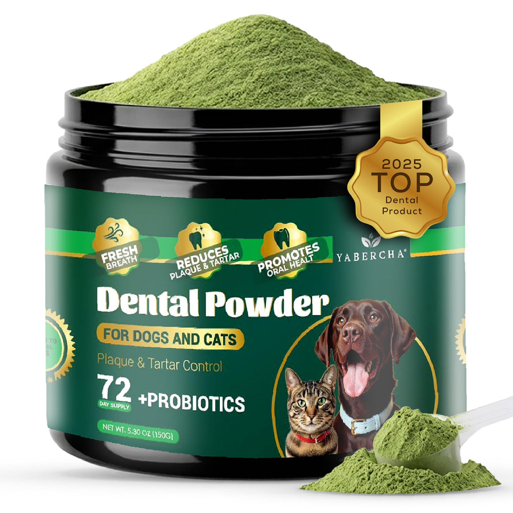 Dogbiotics Dog Dental Powder - Plaque Off Powder - Dog Teeth 5.3 OZ with Biotic - Bamboo Kit for Dog Dental Powder